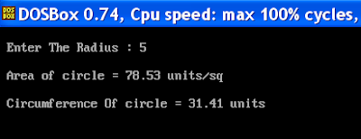 Output : Area And Circumference Of Circle