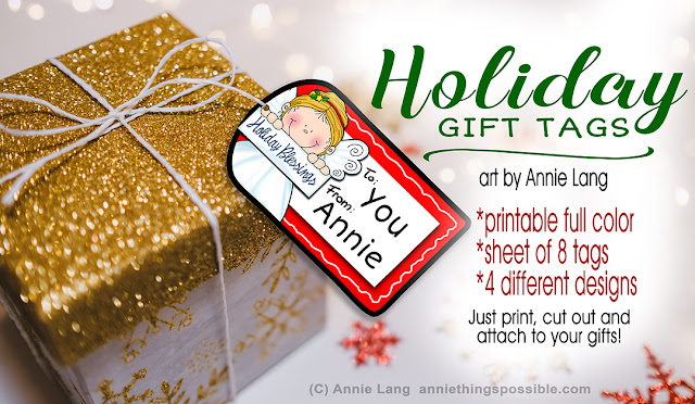 Annie Lang's FREE printable gift tags downloadable DIY project sheet because Annie Things Possible for Christmas