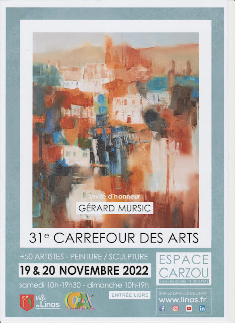 affiche 31e carrefour des arts, 2022, Linas, essonne, exposition art, peinture, aquarelle, agnes gregis, au pinceau dansant, essone, région parisienne