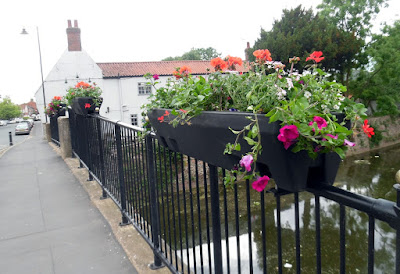 Colourful Brigg in Bloom 2018 flowers on the County Bridge near the White Hart pub - see Nigel Fisher's Brigg Blog