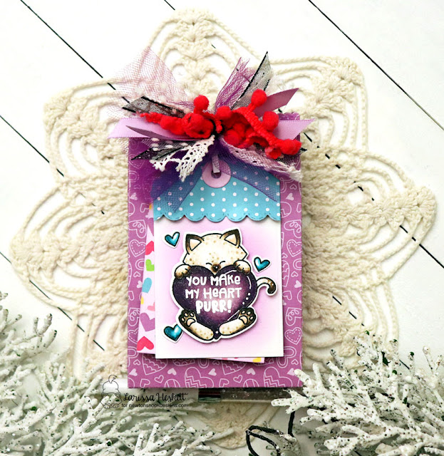 You Make my Heart Purr Gift Bag & Tag by Larissa Heskett for Newton's Nook Designs using Newton's Heart Stamp Set, Newton's Heart Die Set, Love & Chocolate Paper Pad & Fancy Edges Tag Die Set You Make my Heart Purr Gift Bag & Tag by Larissa Heskett for Newton's Nook Designs using Newton's Heart Stamp Set, Newton's Heart Die Set, Love & Chocolate Paper Pad & Fancy Edges Tag Die Set