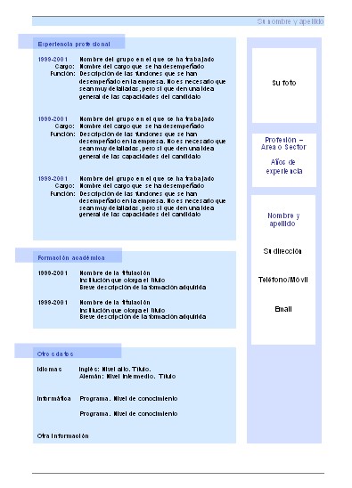 Plantillas curriculum vitae en Word  CURRICULUMS VITAE