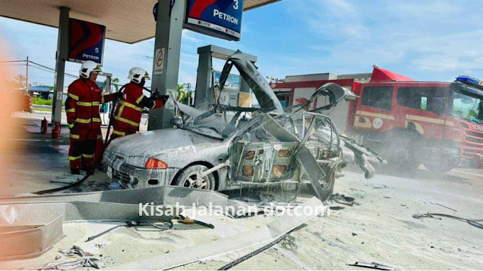 Lelaki nyaris maut, kereta meletup ketika mengisi petrol