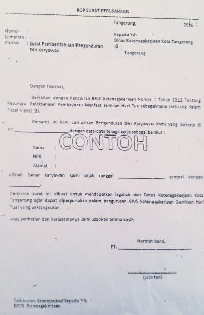 Contoh Surat Pengunduran Diri / Resign Kerja untuk Ambil 