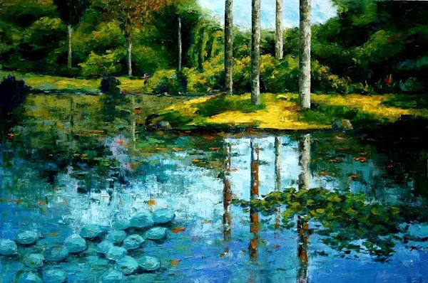 Paisaje con rio y reflejo