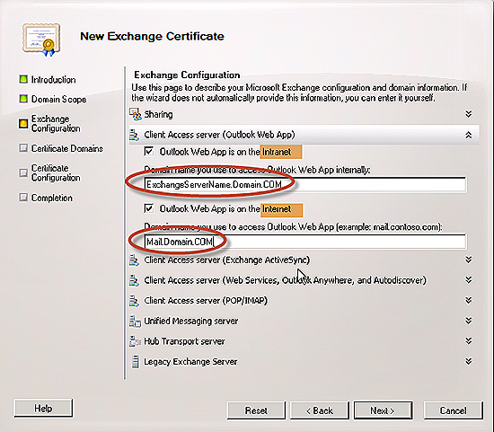 Exchange Configulations