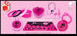 McDonalds Toys - Barbie 2009 promotion - Barbie Lip Gloss Compact, Barbie Clutch Notebook, Barbie Mirror Compact with Comb, Barbie Fashion Container with Ring,Barbie Jewelry Kit (Bracelets),Barbie Purse Notebook