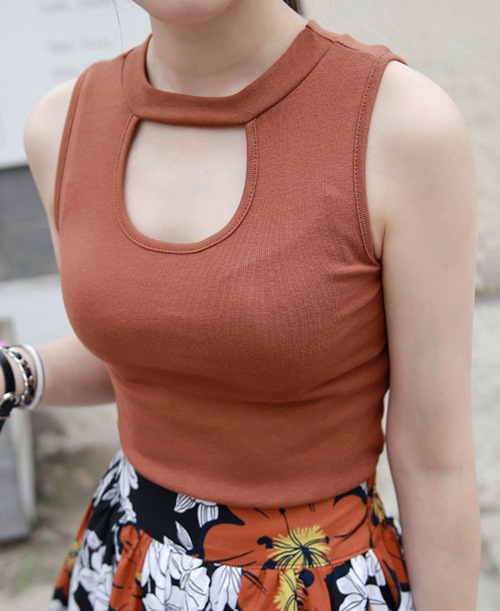 Sleeveless Top with U-Shaped Cutout