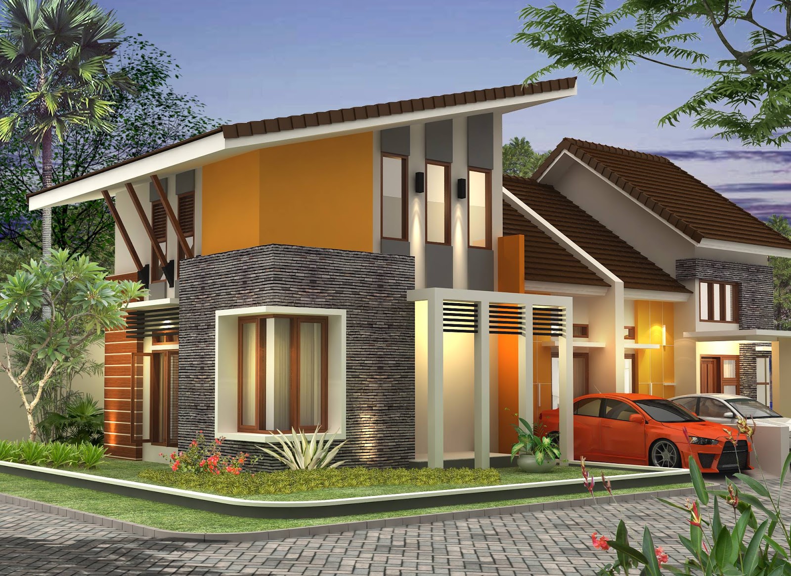 110 Gambar Rumah Minimalis 2 Lantai Atap Miring Gambar Desain