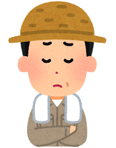 農家の男性のイラスト（悩んだ顔）