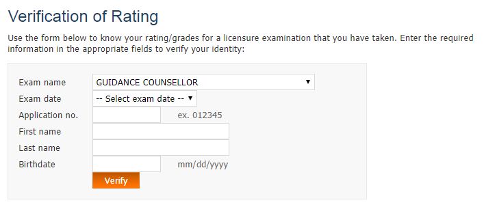 PRC VERIFICATION OF RATINGS