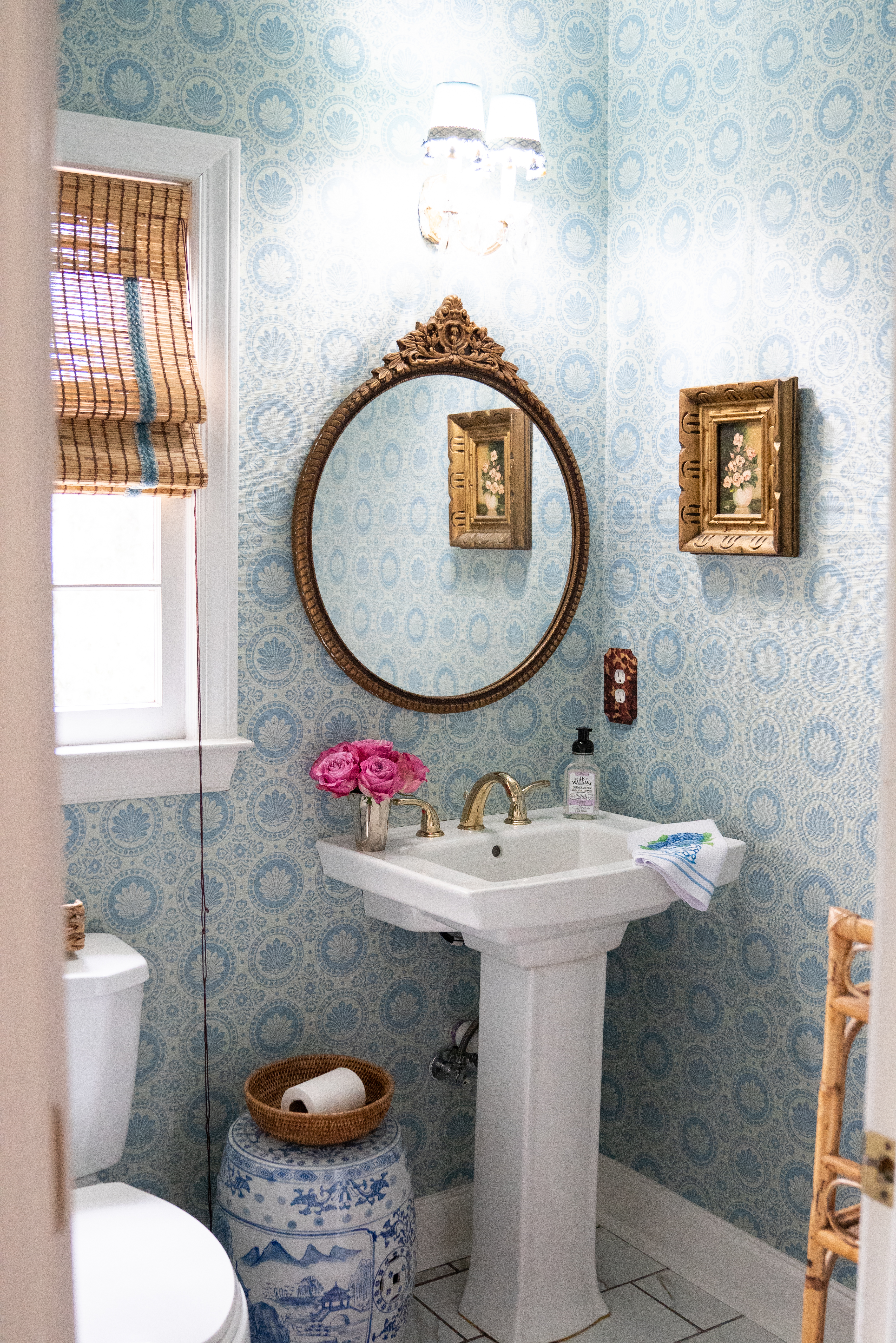 Powder Room Facelift, $26 Wallpaper Edition - Kelly in the City