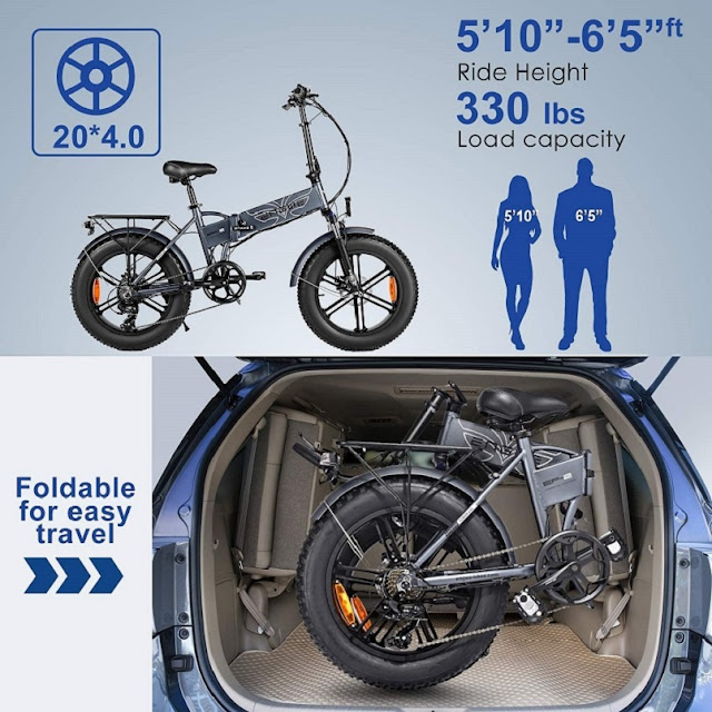 ENGWE Folding Electric Fat Tire Mountain Beach Snow Mountain-bikes