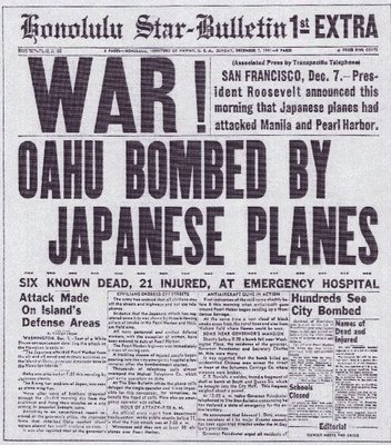Flashback Summer: Pearl Harbor Day- old WWII 1940s newspaper