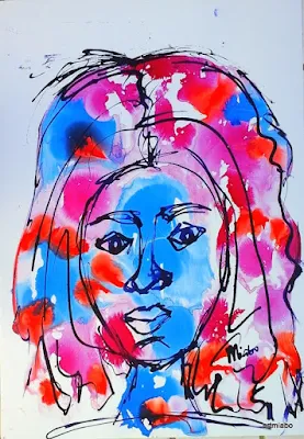 Drawing of a woman Abstract Expressions;Ink on paperboard;miabo enyadike