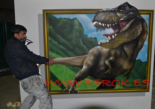 graffiti en 3d de dinosaurio