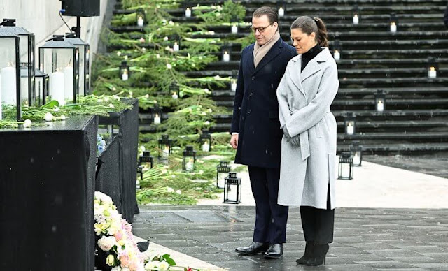 Drottninggatan in Stockholm was hit by a terrorist attack on April 7. Crown Princess Victoria wore a wool cashmere coat