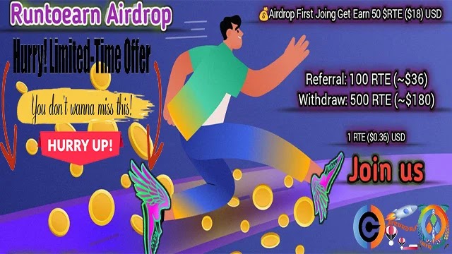 RunToEarn Airdrop of $18 USDT in 50 $RTE token Free
