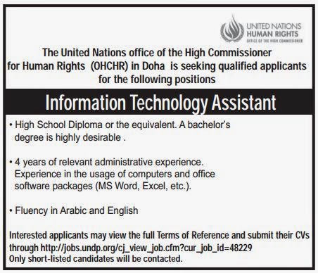 UN Office Qatar Job Vacancies