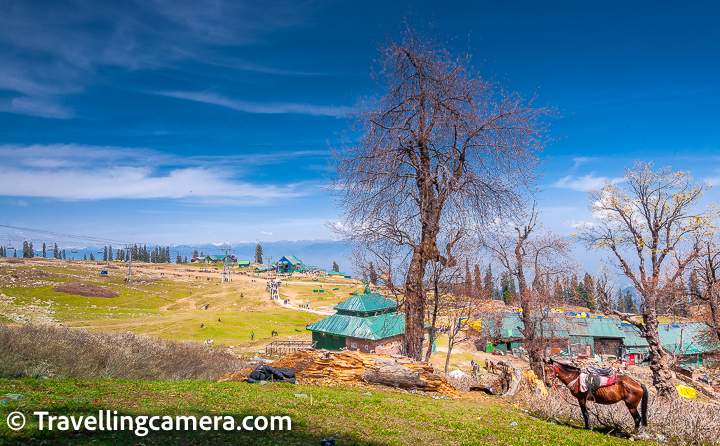 This is a beautiful place with great panoramic views. We sat in shade of trees and enjoyed these views. Above photograph shows Gandola station at a distance and shops on the right og the photograph.    Apharwat Parvat :