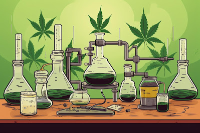 vasos de precipitado y otros implementos de laboratorio para el procesamiento del cannabis medicinal de forma legal en México