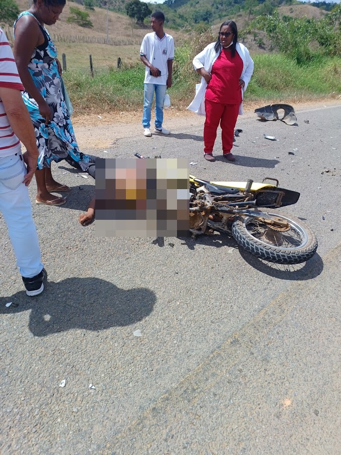 Condutor de motocicleta perde a vida em colisão na BA-650, entre Dário Meira e Itagibá.