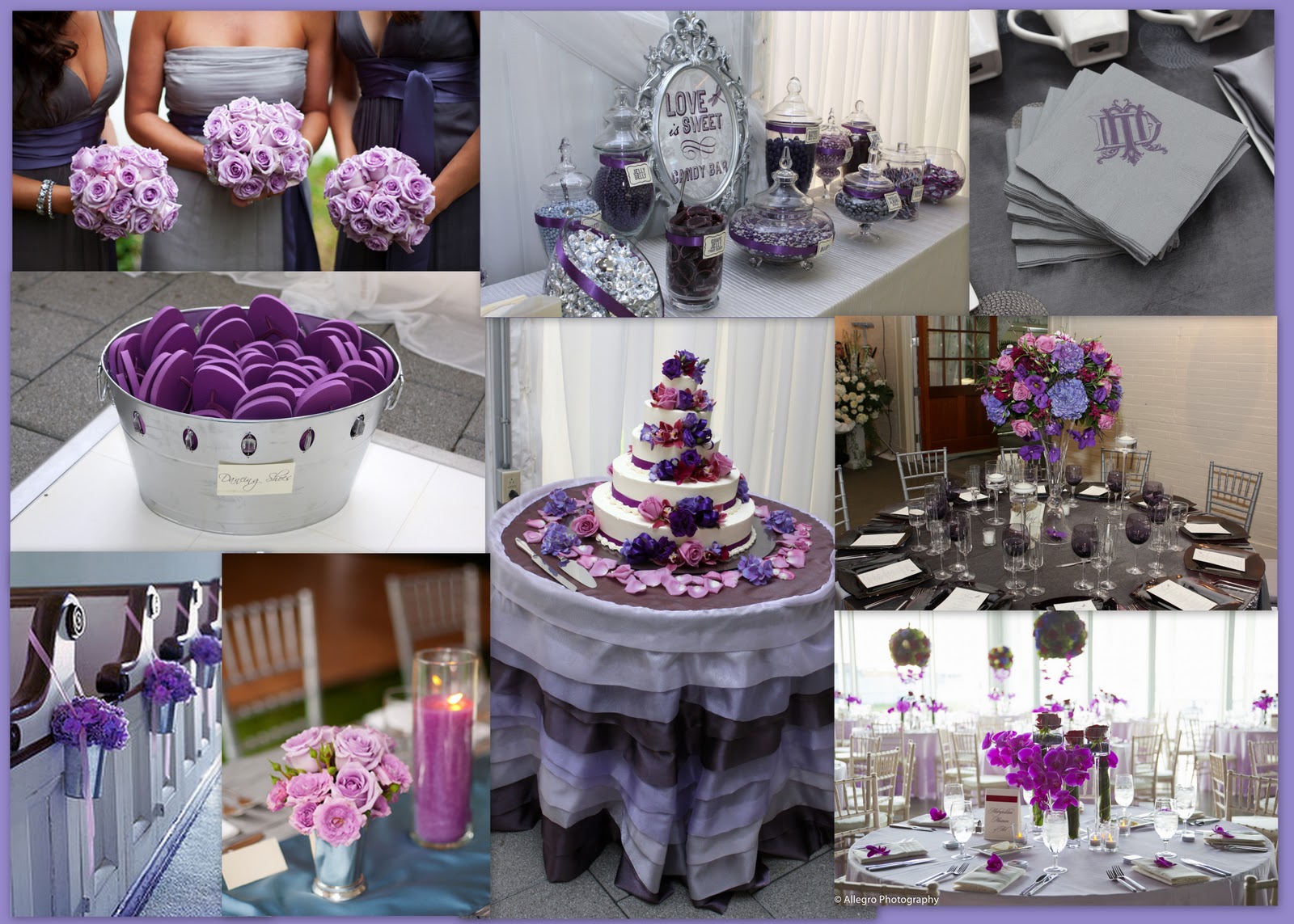 purple and silver wedding centerpieces