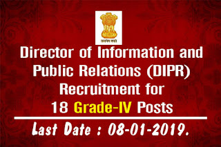 Director of Information and Public Relations (DIPR) Recruitment for 18 Grade-IV Posts
