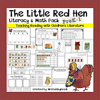 literacy for beginning readers, teaching resources, little red hen, reading activities