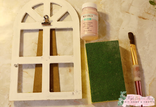 Arch window decor, sanding block and paint