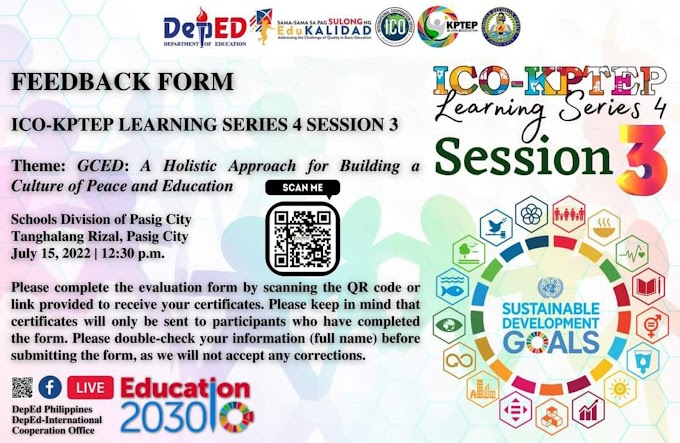 WEBINAR FEEDBACK FORM for Certificate of Participation on ICO-KPTEP LEARNING SERIES 4 SESSION 3 | JULY 15