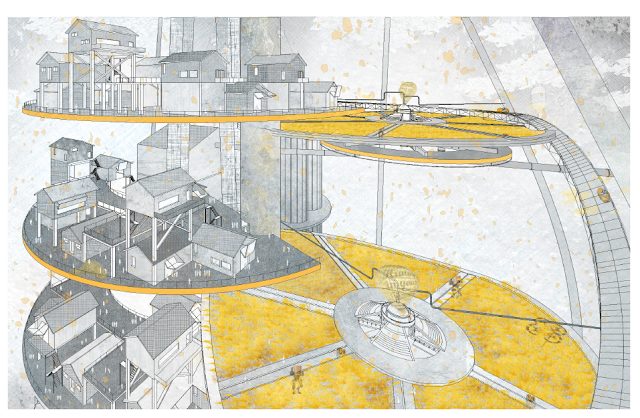 Imagination drawing of Futuristic Rice Factory in Songdo