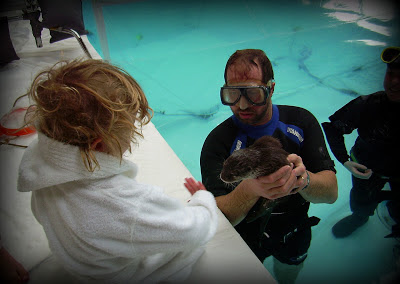 Setting up a shoot with one of the otters for 'The Waterbabies'