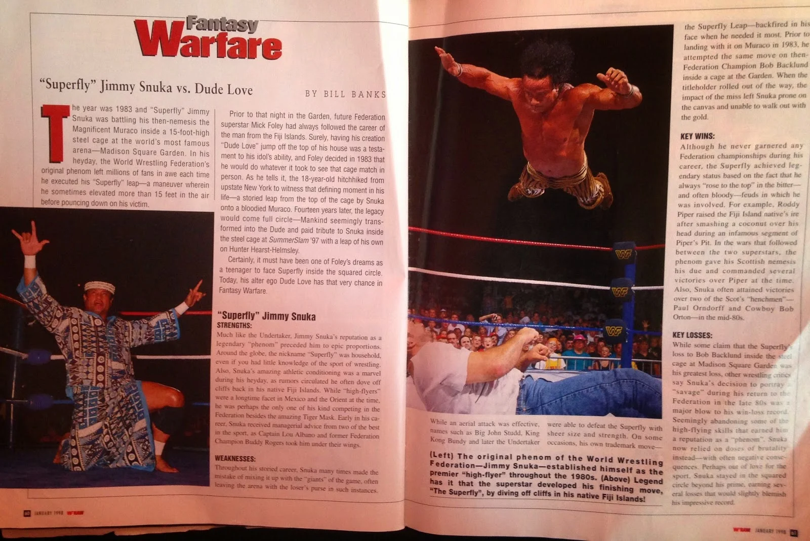 WWE: WWF RAW MAGAZINE - January 1998 - Dude Love vs. Jimmy Snuka fantasy warfare