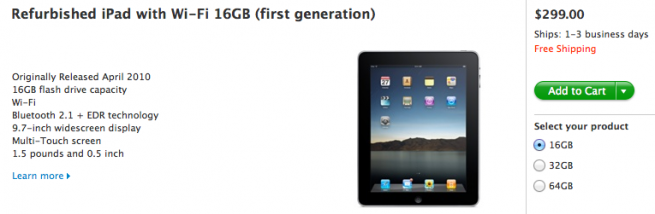 1st Gen iPad: 16GB WiFi For $299 (Sold Out Already)
