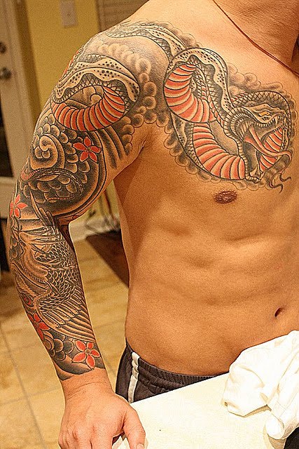 Japanese snake tattoos are really favorite and most wanted by men 
