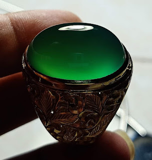 Batu Bacan Doko Giwang HQ BC055 Material Coklat Terbaik Ikatan Perak Kokoh