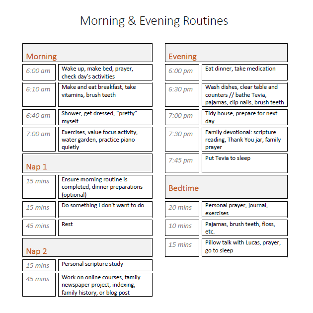 Morning and Evening Routines