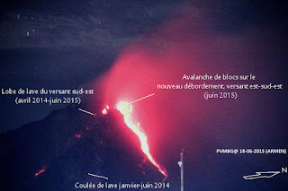 Ecoulement pyroclastique sur le volcan Sinbaung, 18 juin 2015