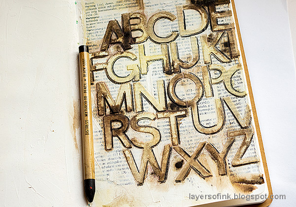 Layers of ink - Mixed Media Alphabet Art Journal tutorial by Anna-Karin Evaldsson.