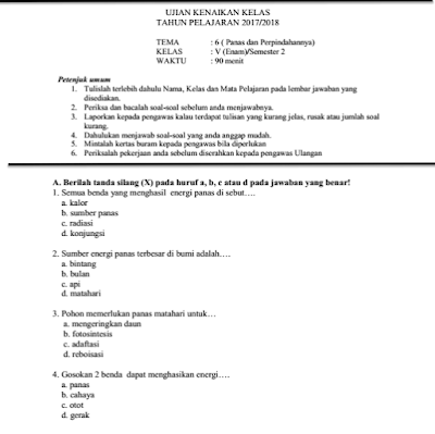  Sumber energi panas terbesar di bumi adalah Soal Uas  Kelas 5 tema 6 Panas dan perpindahannya