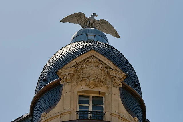 The restored eagle placed on top of the historic Eberhard building