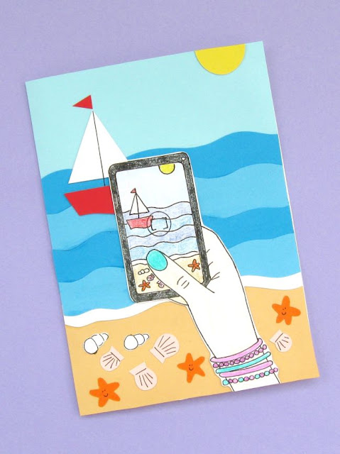 Summer Holiday Beach Scene Notecard Tutorial