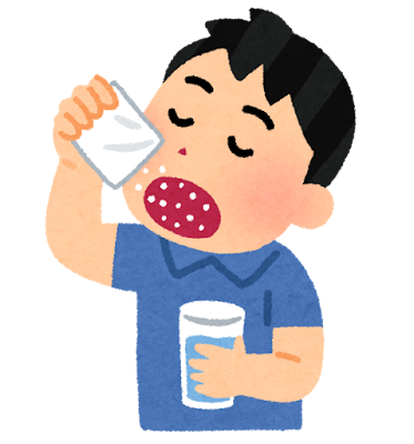 粉薬を飲む人のイラスト