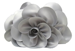 Grey Silver satin rose clutch Sondra Roberts New York