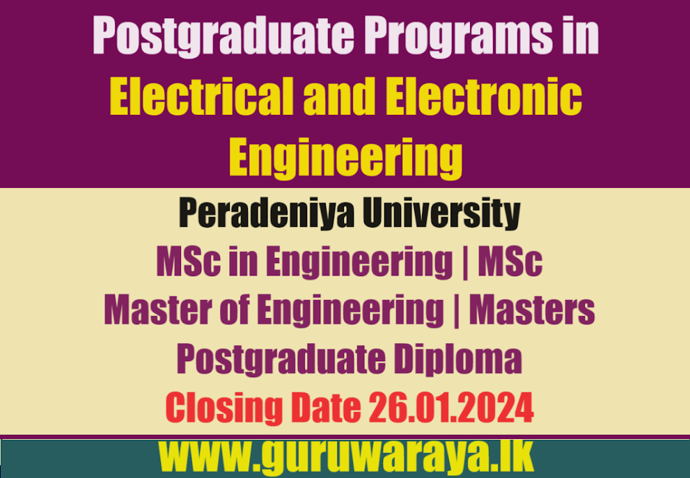 Postgraduate Programs in Electrical and Electronic Engineering - Peradeniya University