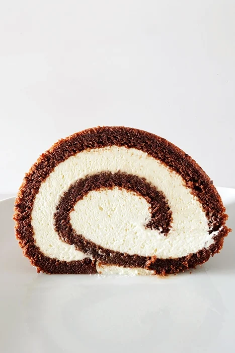 Chocolate Swiss Cake Roll sliced side view