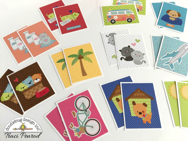 Memory Matching Card Game handmade with puppy dogs, kitty cats, and summer stickers