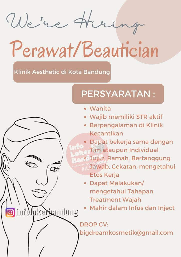Lowongan Kerja Perawat/Beautician Klinik Aesthetiac di Kota Bandung September 2023