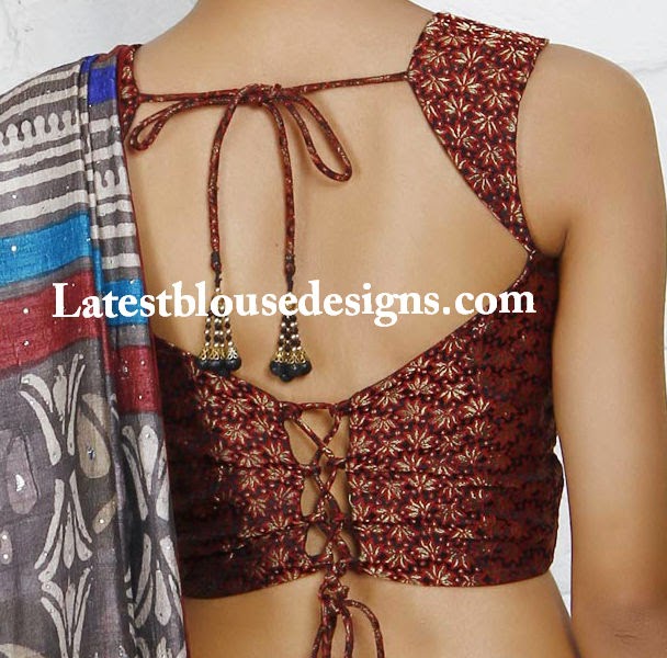 latest back neck designs for saree blouse